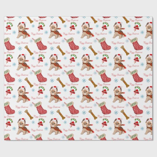 Kerstfeest met Yorkie Cadeaupapier (Vlak)