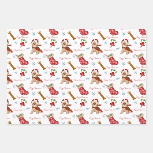 Kerstfeest met Yorkie Pattern Black Inpakpapier Vel (Voorkant)