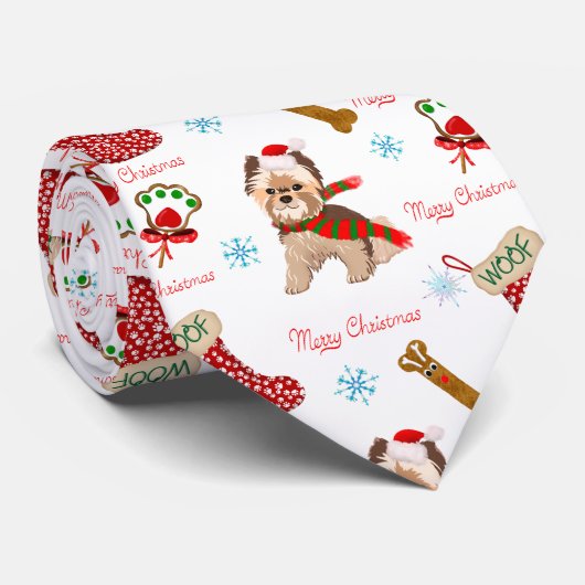 Kerstfeest met Yorkie Stropdas (Opgerold)