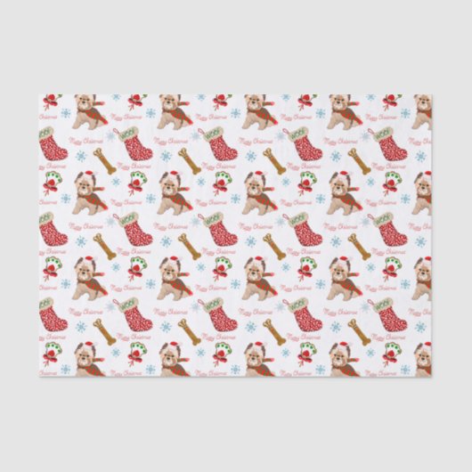 Kerstfeest met Yorkie Tissuepapier (Voorkant)