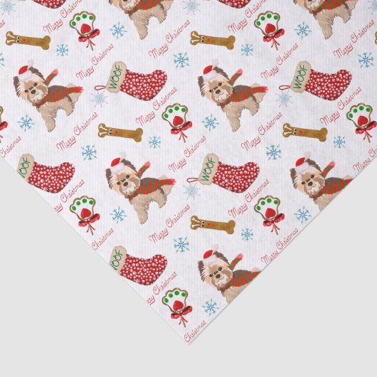 Kerstfeest met Yorkie Tissuepapier (Detail)