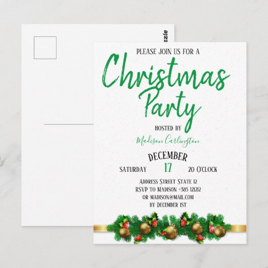 kerstfeest Mistletoe Bells Decoratief 2 Briefkaart (Voorkant / Achterkant)