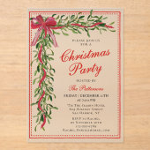 Kerstfeest Mistletoe Bow Modern Holiday Party Acryl Uitnodigingen (Voorkant)