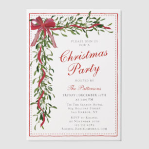 Kerstfeest Mistletoe Bow Modern Holiday Party Vellum Uitnodigingen