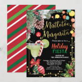 Kerstfeest Mistletoe en Margarita cocktail Kaart (Voorkant / Achterkant)