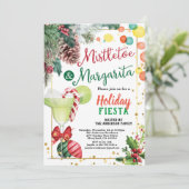 Kerstfeest Mistletoe en Margarita cocktail Kaart (Staand voorkant)