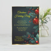 Kerstfeest Mistletoe rode kerstballen Kaart (Staand voorkant)