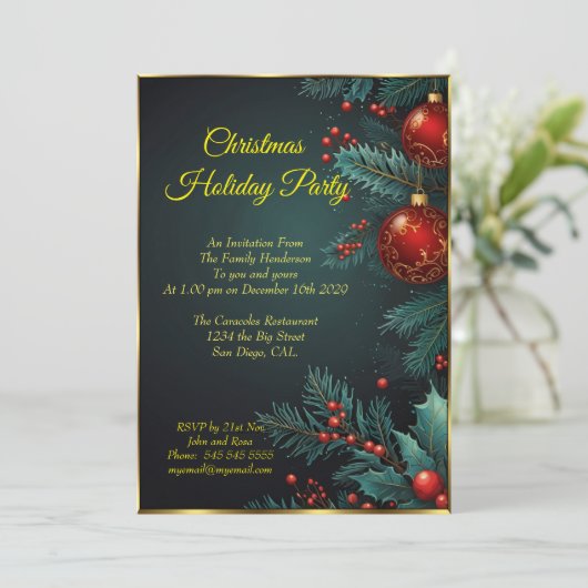 Kerstfeest Mistletoe rode kerstballen Kaart (Staand voorkant)