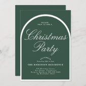 Kerstfeest Modern Arch Green Uitnodiging (Voorkant / Achterkant)