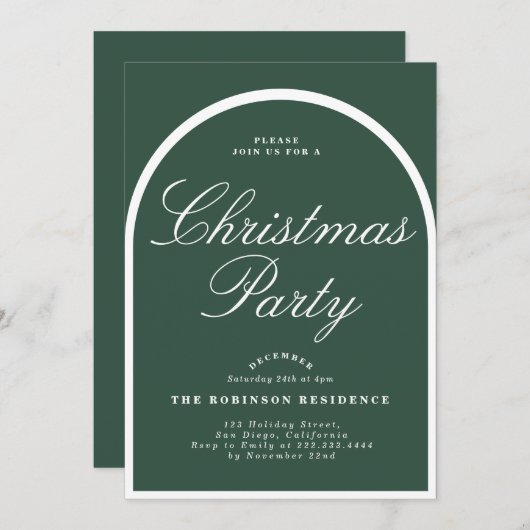 Kerstfeest Modern Arch Green Uitnodiging