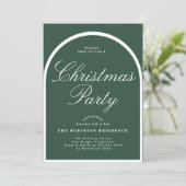 Kerstfeest Modern Arch Green Uitnodiging (Staand voorkant)