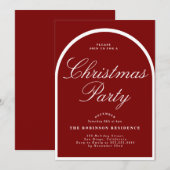 Kerstfeest Modern Arch Red Uitnodiging (Voorkant / Achterkant)