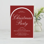 Kerstfeest Modern Arch Red Uitnodiging (Staand voorkant)