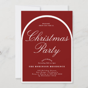 Kerstfeest Modern Arch Red Uitnodiging