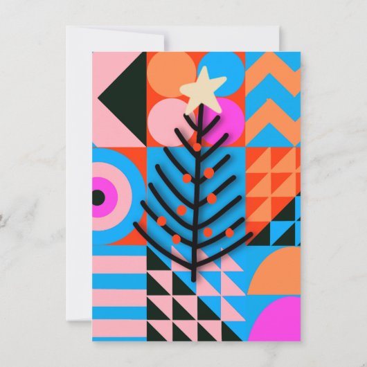 Kerstfeest Modern geometrisch patroon roze Kaart (Achterkant)