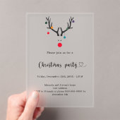 Kerstfeest modern grappig gematteerd rendier acryl uitnodigingen (Insitu (Draagbaar))