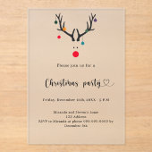 Kerstfeest modern grappig gematteerd rendier acryl uitnodigingen (Voorkant)