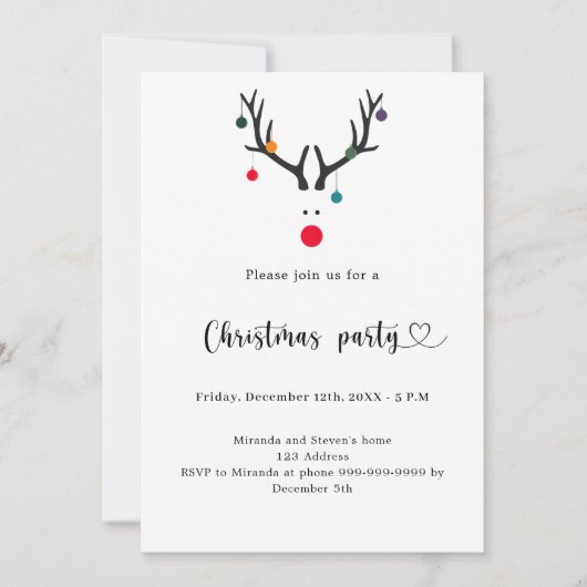 Kerstfeest modern grappig rendier kaart (Voorkant)