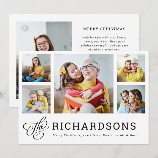 Kerstfeest | Modern multi-fotonet Feestdagenkaart (Voorkant / Achterkant)