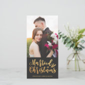 Kerstfeest | Modern Pine Gold Photo Feestdagenkaart (Staand voorkant)