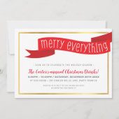 KERSTFEEST modern rood lint VROLIJK ALLES Feestdagenkaart (Voorkant)