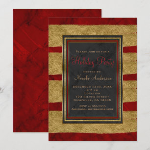 Kerstfeest Modern Rood Marmer & Goud Kerstmis Kaart