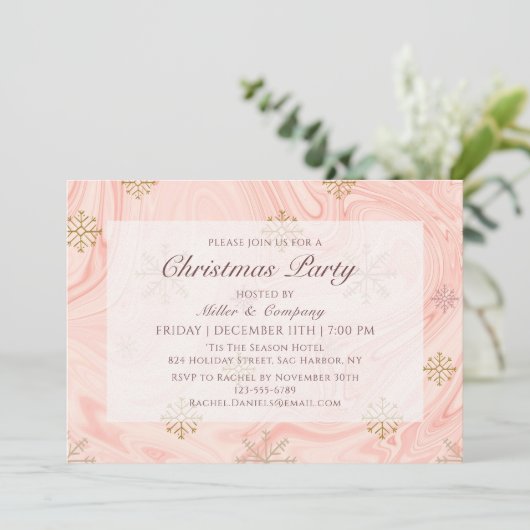 Kerstfeest Modern Roze Chic Corporate Holiday Kaart (Staand voorkant)
