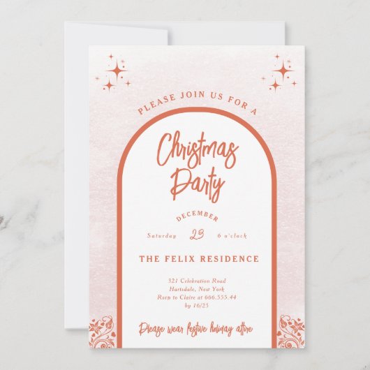 Kerstfeest Moderne Arch, helder rood Kaart (Voorkant)