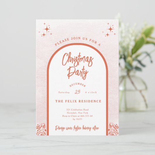 Kerstfeest Moderne Arch, helder rood Kaart (Staand voorkant)