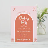 Kerstfeest Moderne Arch in roze en rood Kaart (Staand voorkant)