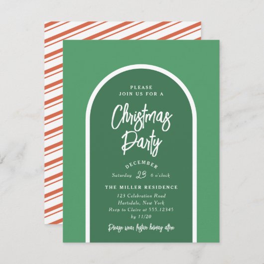 Kerstfeest Moderne boog in het groen Kaart (Voorkant / Achterkant)