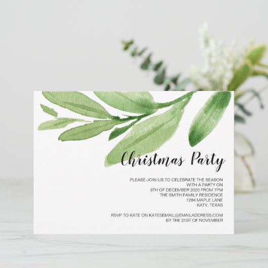 Kerstfeest Moderne eucalyptusuitnodigingen Kaart (Staand voorkant)