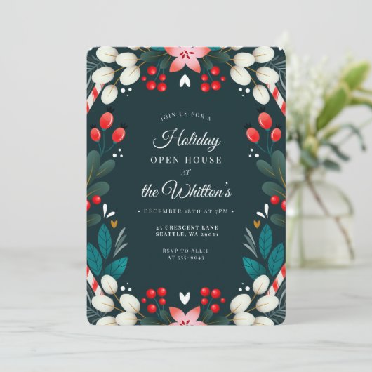 Kerstfeest Moderne Floral-feestdag Kaart (Staand voorkant)