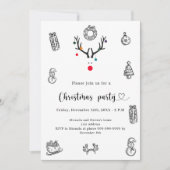 Kerstfeest moderne grappige rendier doodles kaart (Voorkant)