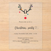 Kerstfeest moderne grappige vorst rendier acryl uitnodigingen (Voorkant)