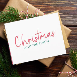 Kerstfeest | Moderne minimalistische familienaam Feestdagen Kaart