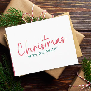 Kerstfeest   Moderne minimalistische familienaam Feestdagen Kaart