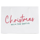 Kerstfeest | Moderne minimalistische familienaam Groot Cadeauzakje (Voorkant)