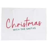 Kerstfeest | Moderne minimalistische familienaam Groot Cadeauzakje (Achterkant)