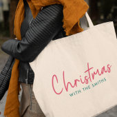 Kerstfeest | Moderne minimalistische familienaam Grote Tote Bag