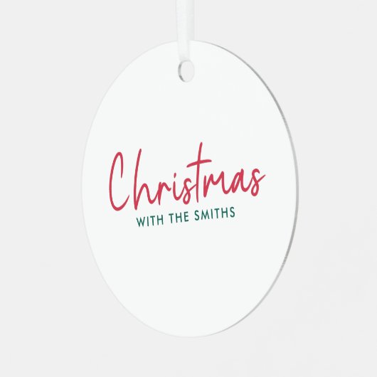 Kerstfeest | Moderne minimalistische familienaam Metalen Ornament (Voorkant links)