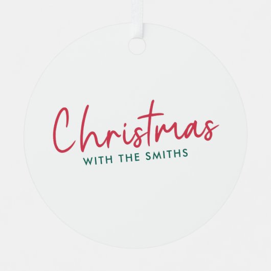 Kerstfeest | Moderne minimalistische familienaam Metalen Ornament (Voorkant)