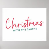 Kerstfeest | Moderne minimalistische familienaam Poster (Voorkant)