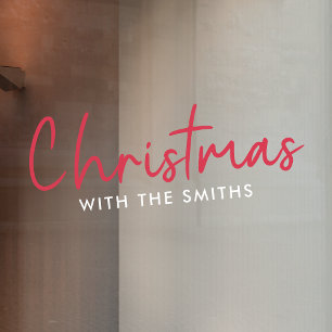 Kerstfeest   Moderne minimalistische familienaam Raamsticker