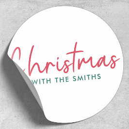 Kerstfeest | Moderne minimalistische familienaam Ronde Sticker