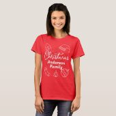 Kerstfeest | Moderne minimalistische familienaam T-shirt (Voorkant volledig)