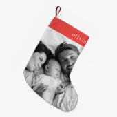 Kerstfeest | Moderne Oranje Rode foto van Stijlvol Kleine Kerstsok (Voorkant (Hangend))