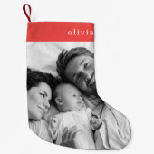 Kerstfeest | Moderne Oranje Rode foto van Stijlvol Kleine Kerstsok (Voorkant)