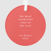 Kerstfeest | Moderne Oranje Rode foto van Stijlvol Ornament (achterkant)