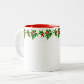 Kerstfeest Mok-Holiday Holly Tweekleurige Koffiemok (Voorkant links)